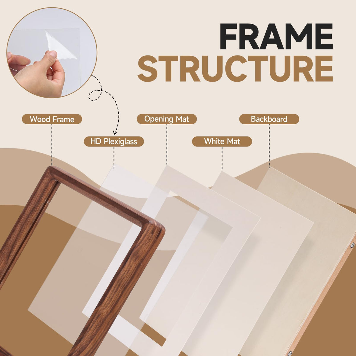 3Liangthings Solid American Black Walnut Picture Frame 5x7 4x6, Natural Wood Tabletop Photo Frame with Decorative Joinery Corners, Horizontal or Vertical Display (Walnut, For 5x7 / 4x6 Photo)