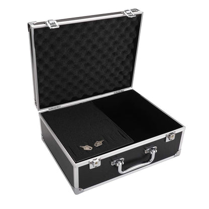 Kit Box Case,Machine Case 12.6" x 9.5" x 5.1" W/Lock Makeup Carrying Bag Storage Case Organize with Clasp,Aluminum Alloy with Sponge for Equipment Cosmetic Makeup Tools (black)