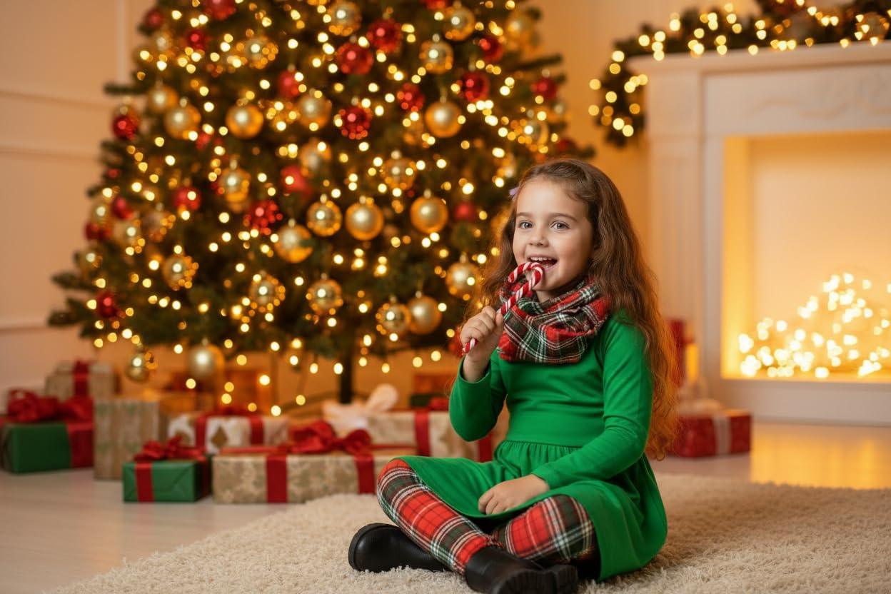 Unique Baby Girls 3 Piece Christmas Reindeer Legging Set Outfit (4 Years, Green)