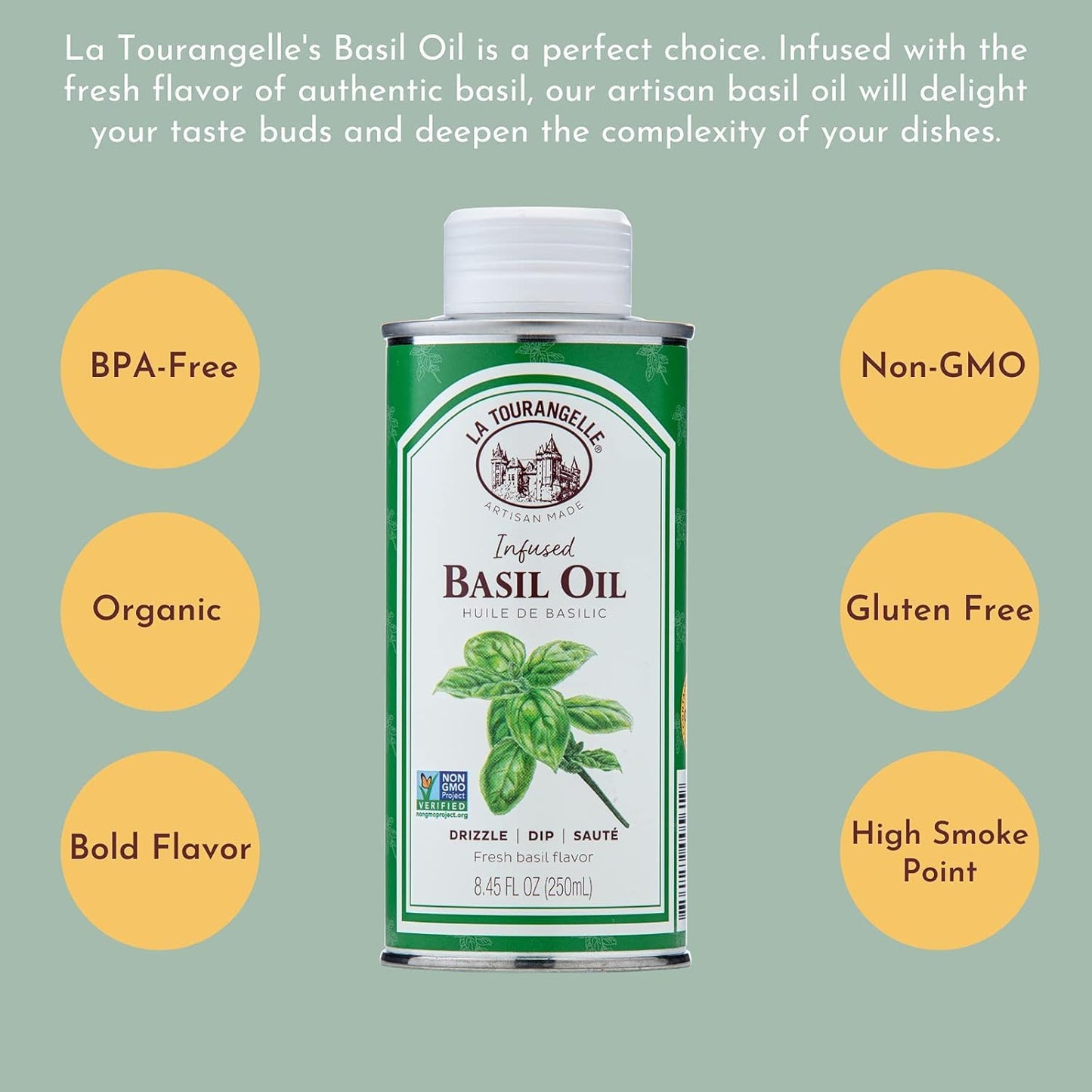 La Tourangelle, White Truffle Cooking Spray, Complex Gourmet Earthy Flavor for Spraying on Pasta, Popcorn, Vegetables, Potatoes, and More, 5 Fl Oz
