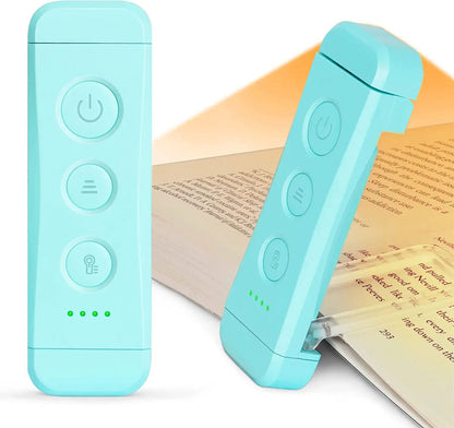 Glocusent USB Rechargeable Book Light, Portable Clip-on LED Reading Light, Reading Lights for Books in Bed with 3 Amber Colors & 5 Brightness Dimmable, Compact & Long Lasting, Perfect for Book Lovers