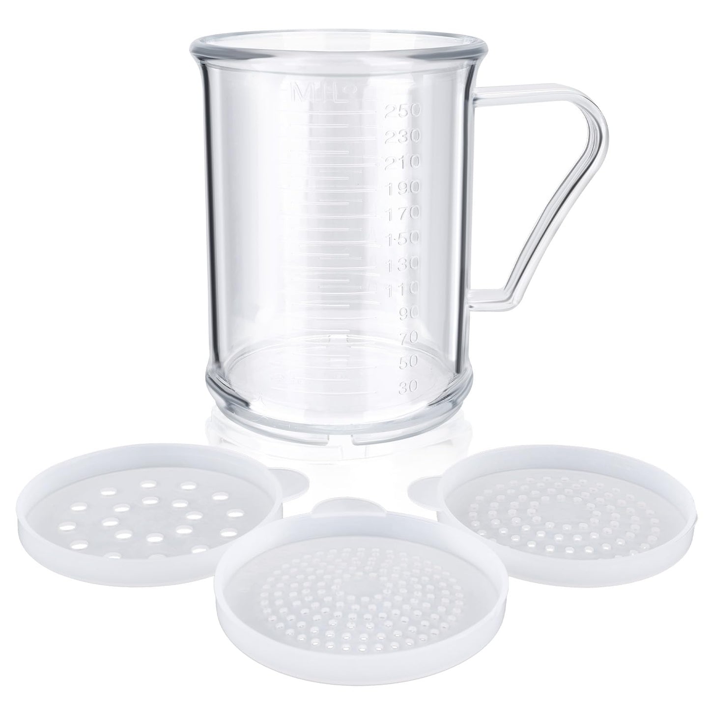 22513 Plastic Dredge Shaker with 3 Snap-on Lids, 10 oz Seasoning Sugar Spice Dispenser