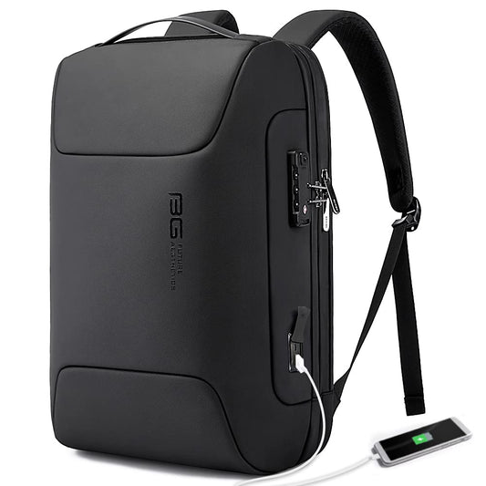 BANGE Anti Theft Backpack with USB charging Port,Lightweight Business Backpack for Men and Women, Black(upgrade), M, Laptop