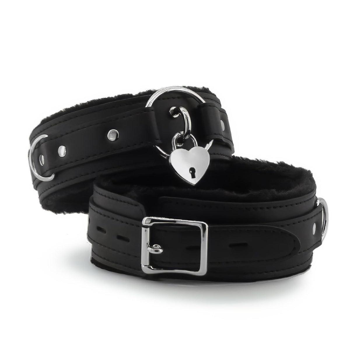 Blinan Punk Choker Collar for women with Heart Love Lock Adjustable gothic Leather Choker Necklace for Women Black