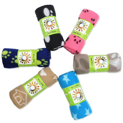 Pack of 6 Dog Blankets Soft Fleece Puppy Blankets Washable Sleep Mat Pad Bed Cover With Paw Print For Pets Cats Kitten Guinea Pig Anaimals(60 x 70cm/23.6 x 27.6 inch, Multicolor)