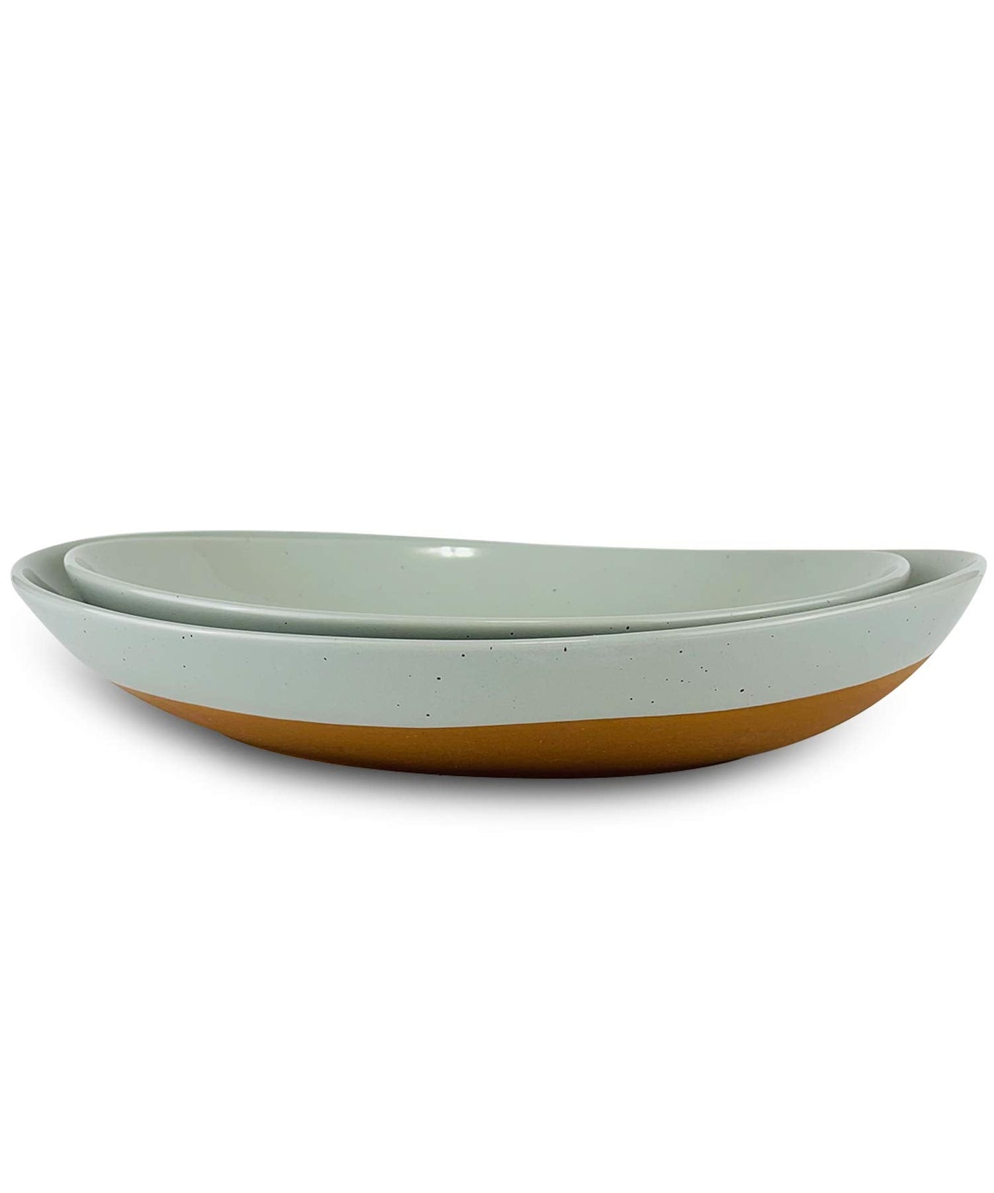 MORA Ceramic Large Serving Bowls- Set of 2 Oval Platters for Entertaining. Modern Kitchen Dishes for Dinner, Fruit, Salad, Turkey, etc. Oven, Dishwasher Safe, 55/35 oz, 13.5" / 11.8" - Earl Grey
