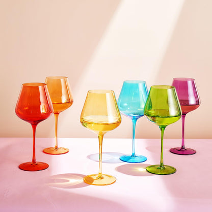 Pride LGBTQIA+ Colored Wine Glass Set | 20oz | Gay Rainbow Set of 6 Love is Love, Gift for Her, Him, They, Special Celebrations Drinkware Unique Style Stemmed Elegant Bright Glassware Pride Month Gift