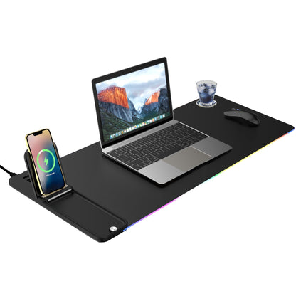 Gifts for Mom Dad &Friends,Wireless Phone Charger with Mouse Pad,RGB Gaming Mouse Pad with Phone Holder, 15W Fast Wireless Charging Desk Mat with Ultra-Smooth Surface for MacBook PC Laptop Computer