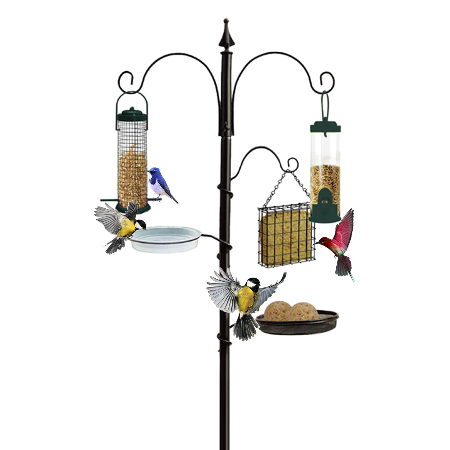 Pelle & Sol Bird Feeder with 3 Bird Feeders & 2 Dishes | Bird Feeders Hanging Station, Bird Feeding Stations for the Garden, Bird Feeders for Small Birds, Bird Feeder Station, Bird Feeding Station