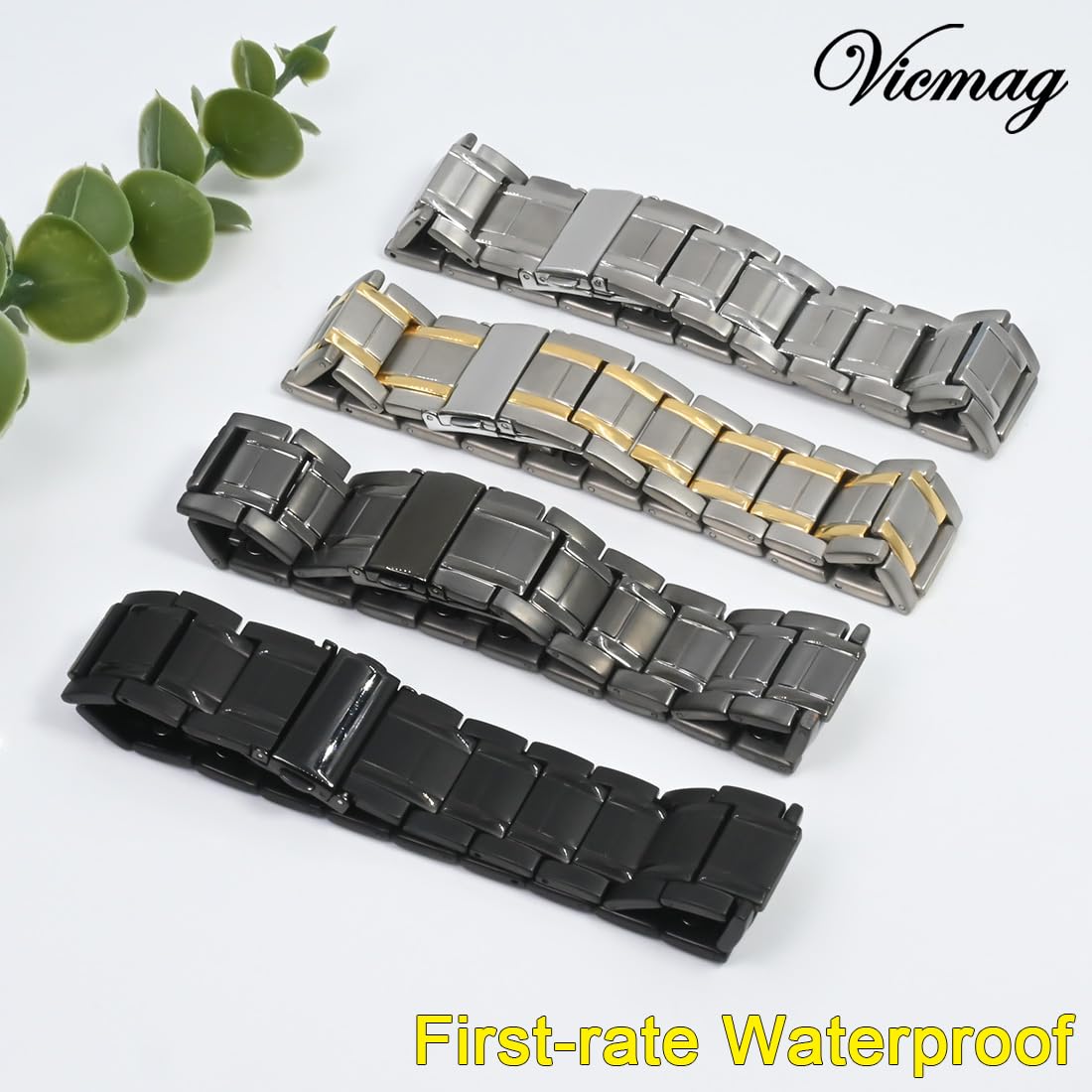 Vicmag 3X Magnetic Bracelet for Men Pure Titanium Bracelet 3500 Gauss Ultra Strength Magnets Adjustable Wristband with Adjustment Tool & Gift Box (Pure Titanium Grey)