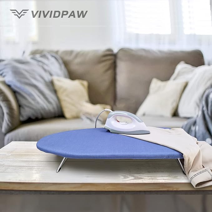 Small Ironing Board Cover and Pad 12.5 x 30, Elastic Edge, Silicone Coated