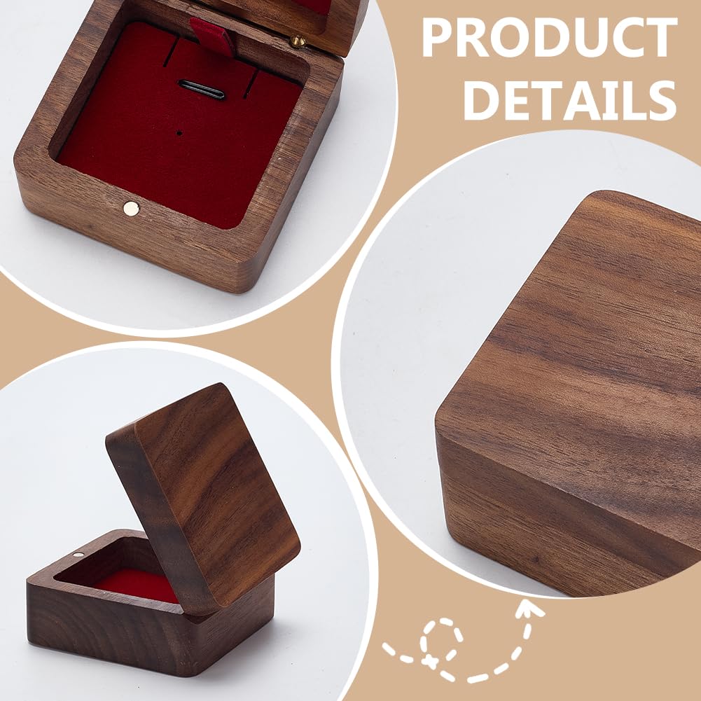 PLIGREAT Wooden Necklace Gift Box, Small Jewelry Display Case Vintage Natural Walnut Wooden Pendant Storage Box for Wedding Engagement Birthday Anniversary Christmas