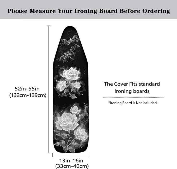 Ironing Board Cover, Dragonfly Flower 15x54 Inch Standard Ironing Board Cover