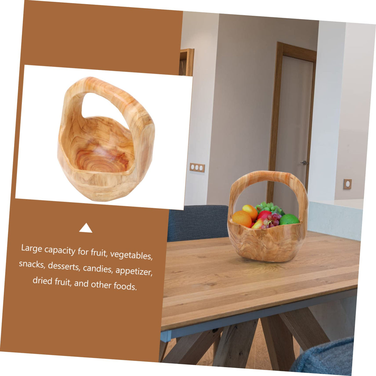 SOLUSTRE Wooden Fruit Basket Kitchen Serving Tray Decorative Bowl Appetizer Tray Creative Root Carving Bowl Snack Plate for Parties Style