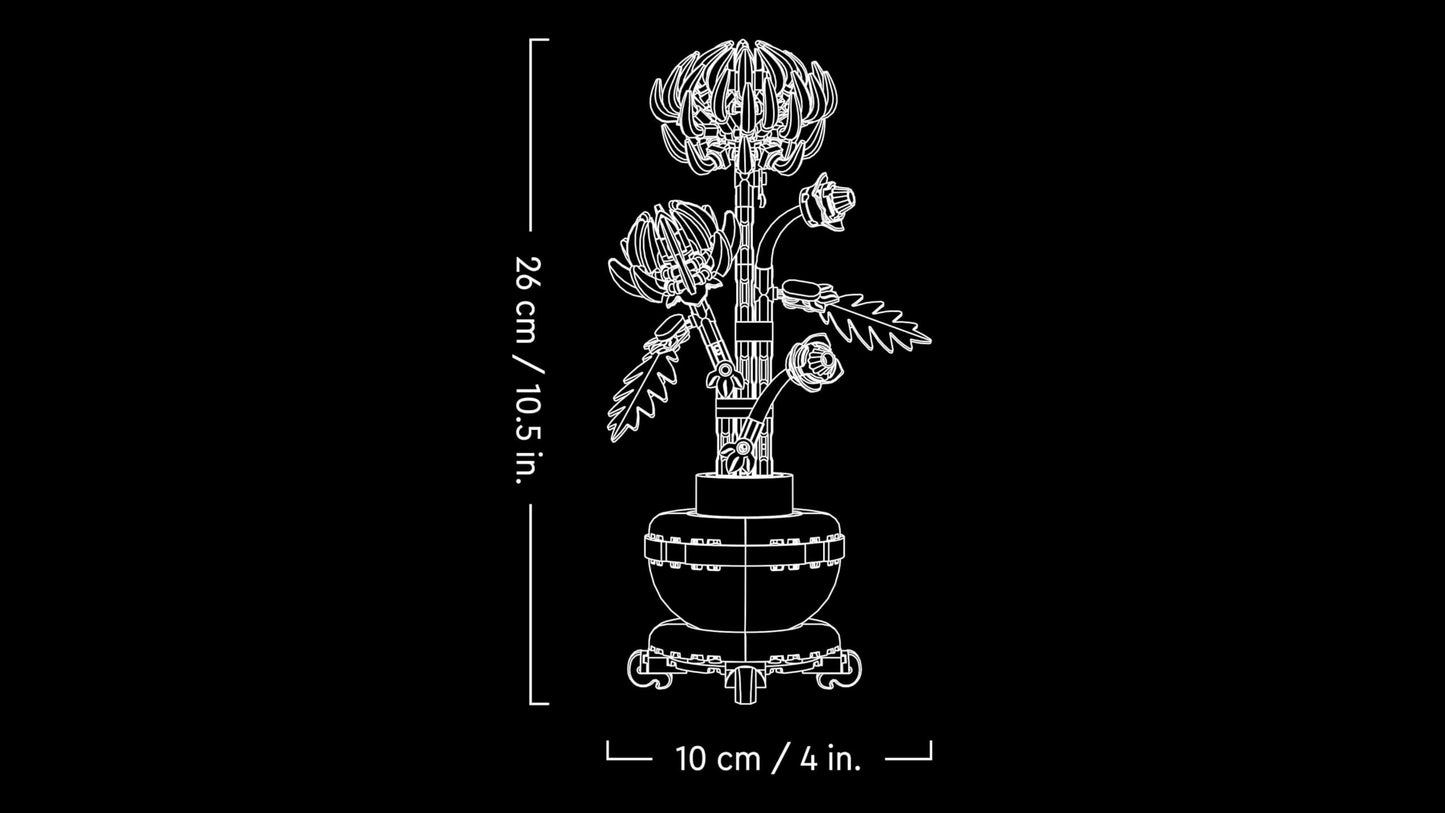 LEGO Botanicals Chrysanthemum Artificial Flower Building Set - Faux Plant Gift for Mothers - Creative Model Kit for Adults to Build - Home Office Decor from the Botanical Collection - 10368