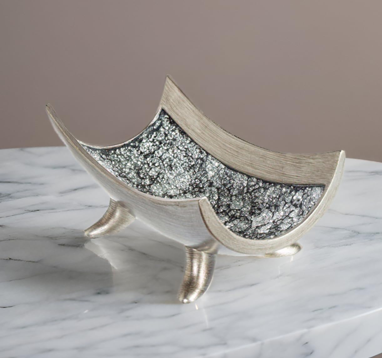 Creative Scents Schonwerk Silver Centerpiece Bowl - Coffee Table Decor - Centerpiece Table Decorations for Dining Room Living Room or Entry Table - Decorative Bowl - Best Wedding/Birthday Gift