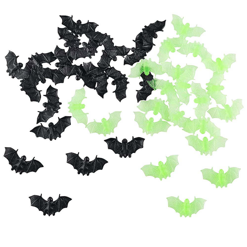 FAZHBARY 40 Counts Mini 3D Bats Halloween Decoration Bat Plastic Toy Party Favor Artificial Bats for Crafts Creepy Scary Prank Toys
