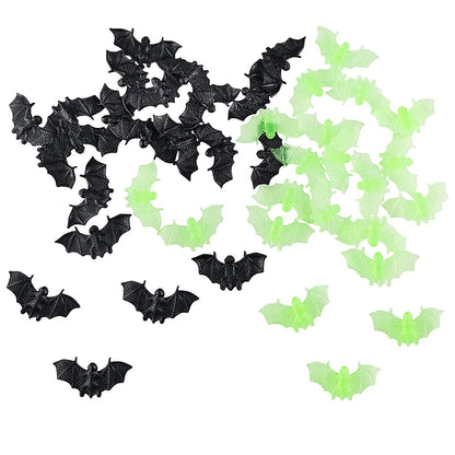 FAZHBARY 40 Counts Mini 3D Bats Halloween Decoration Bat Plastic Toy Party Favor Artificial Bats for Crafts Creepy Scary Prank Toys
