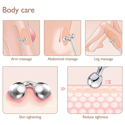 Tekson Faical Roller Massager, 3D Metal Face Massage Tool for Reduce Puffiness, Remove Eye Wrinkles, Face Lift, Increase Firmness, Anti-Aging, Skin Tightening (Zinc Alloy)