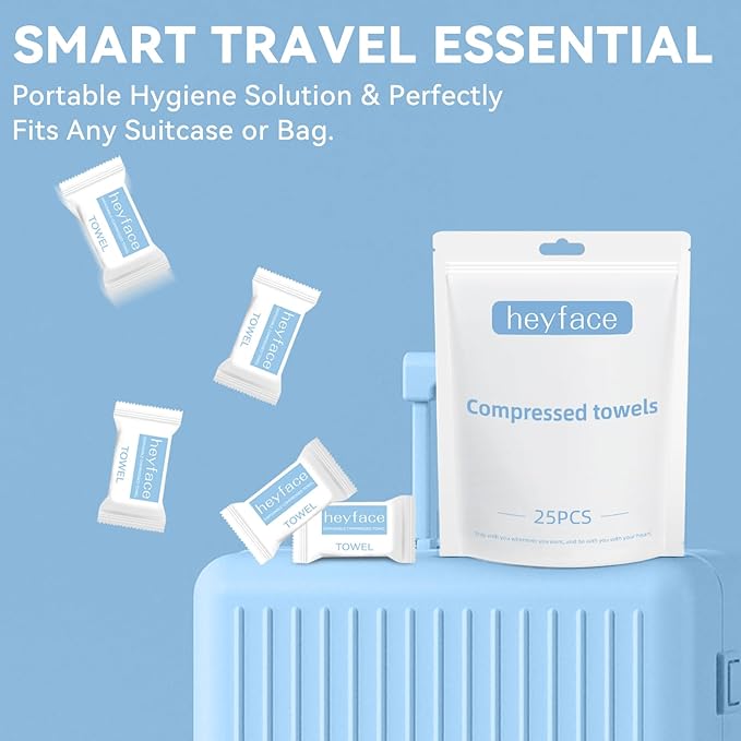 Compressed Towels Tablets 25 Bulk Set Disposable Compressed Washcloths