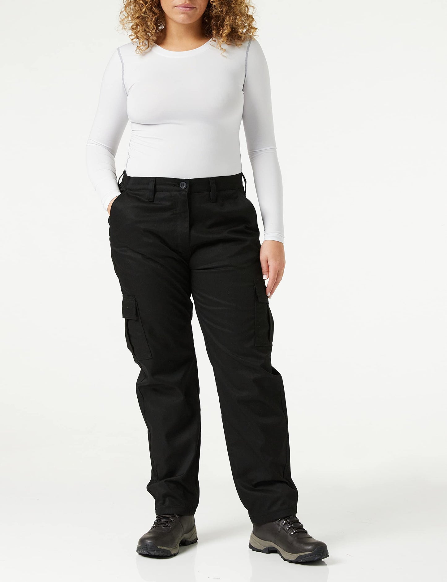 Lee Cooper Workwear LCLPNT241 Ladies Heavy Duty Easy Care Multi Pocket Work Safety Classic Cargo Pants Trousers, Black, 16 UK / 30" Leg (regular)