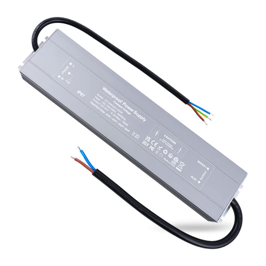 REYLAX LED Driver 24V 150W, IP67 Waterproof Outdoor Lighting Transformer, 6.25A Constant Voltage Power Supply, 100-260V AC to 24V DC Transformer for Garden LED Strip Lights and Shed Light