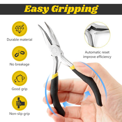 Loyanger Mini Pliers Set, 8pcs Long Nose Pliers with Comfort Grip Handles for Making Crafts, Electronic Repairing & Jewelry, Multi Purpose Jewelry Making Tools, DIY Nippers Repair Tool Kit