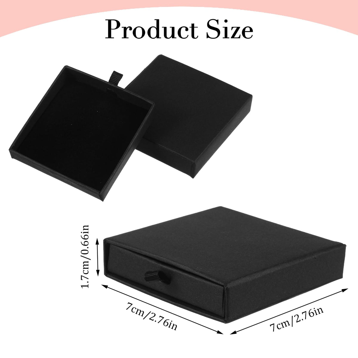 Nogeqi 3 Pack Jewelry Gift Box, Cardboard Small Jewelry Box, 2.76x2.76x0.67in Square Small Gift Boxes Storage Case for Bracelets Earrings Necklaces Gifts (Black)