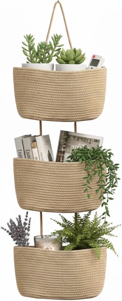 Over the Door Organizer, 3-Tier Hanging Storage Basket