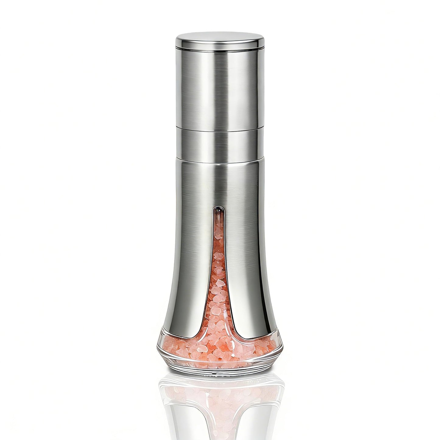 Aelga Salt Grinder with Silicone Funnel - 4oz Glass Manual Mills with Adjustable Ceramic Core & Stainless Steel Sleeve, Refillable Kitchen Gadget