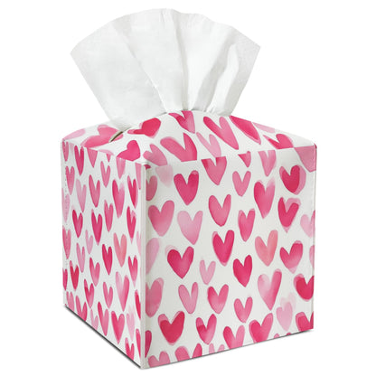 Pink Heart Leather Tissue Box Cover Square Cute Tissue Holder for Car Livingroom Office Decor Ideal Gifts for Women Colleagues Girls Sister Bestie Daughter Birthday Christmas Housewarming - YT0188