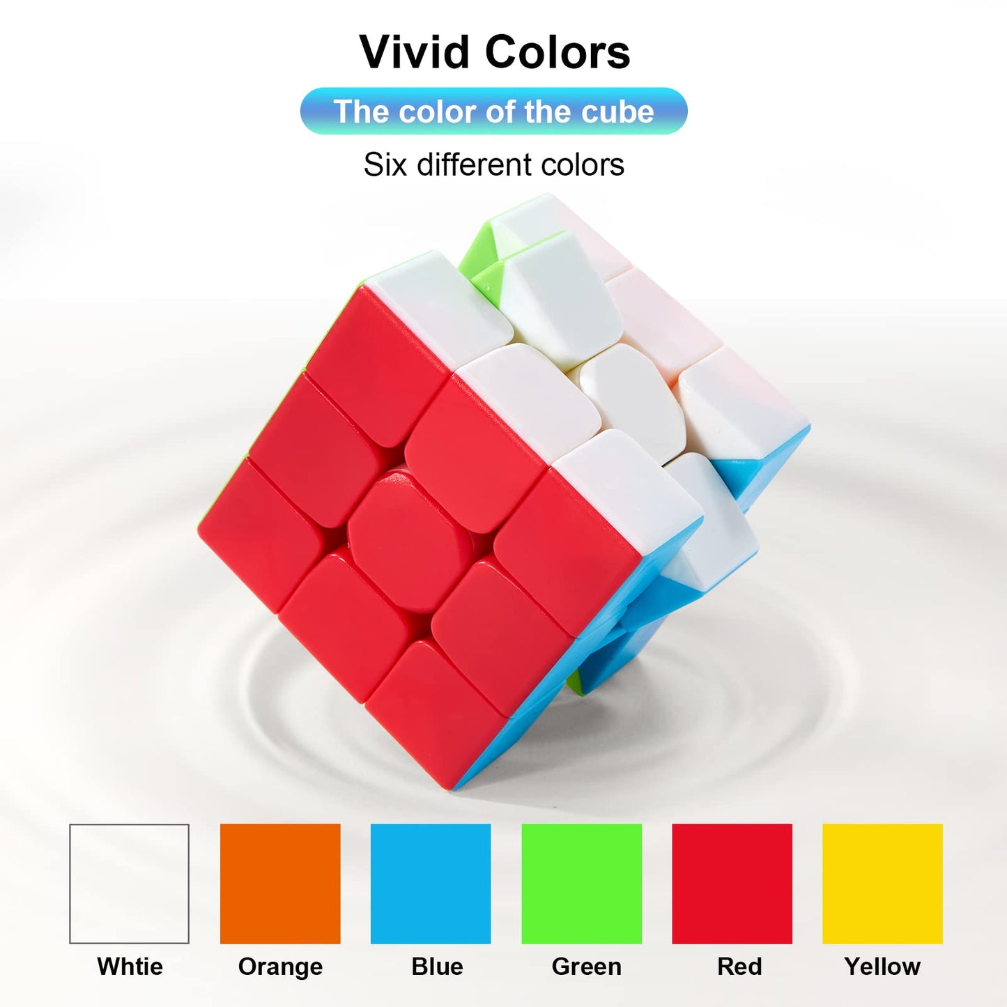 ROXENDA Speed Cube Fast Cube - Fast Smooth Turning Solid Durable & Stickerless Frosted, Best 3D Puzzle Magic Cube Toy - Turns Quicker than Original for kids Gift & Adult & Children(3x3x3 Cube)