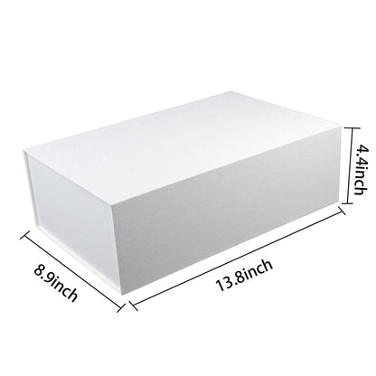 YINUOYOUJIA Large White Gift Boxes with Lid,14"x9"x4.5" Magnetic Gift Box with Ribbon,Cards and Envelopes for Presents,Great for Wedding,Birthdays,Crafting,Gift Packaging.