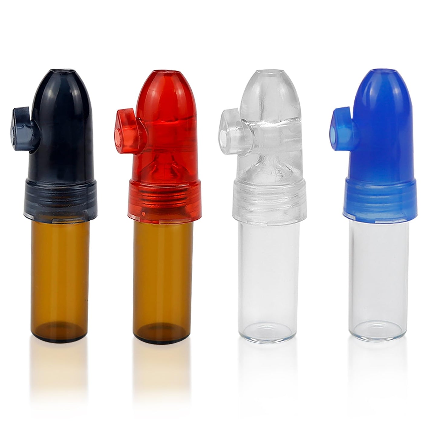 ZJIVQO 4 Pack Portable Dispenser, Spice Storage Bottles, Salt and Pepper Shakers, Refillable Glass Bottle With Knob Switch for Kitchen, Traveling