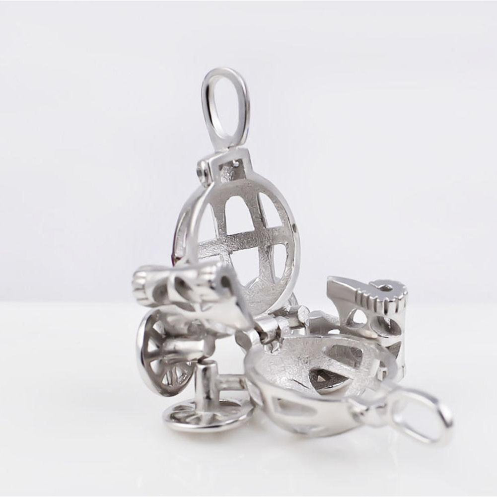 DAOCHONG 925 Sterling Silver Pumpkin Carriage Pendant Necklace,18"