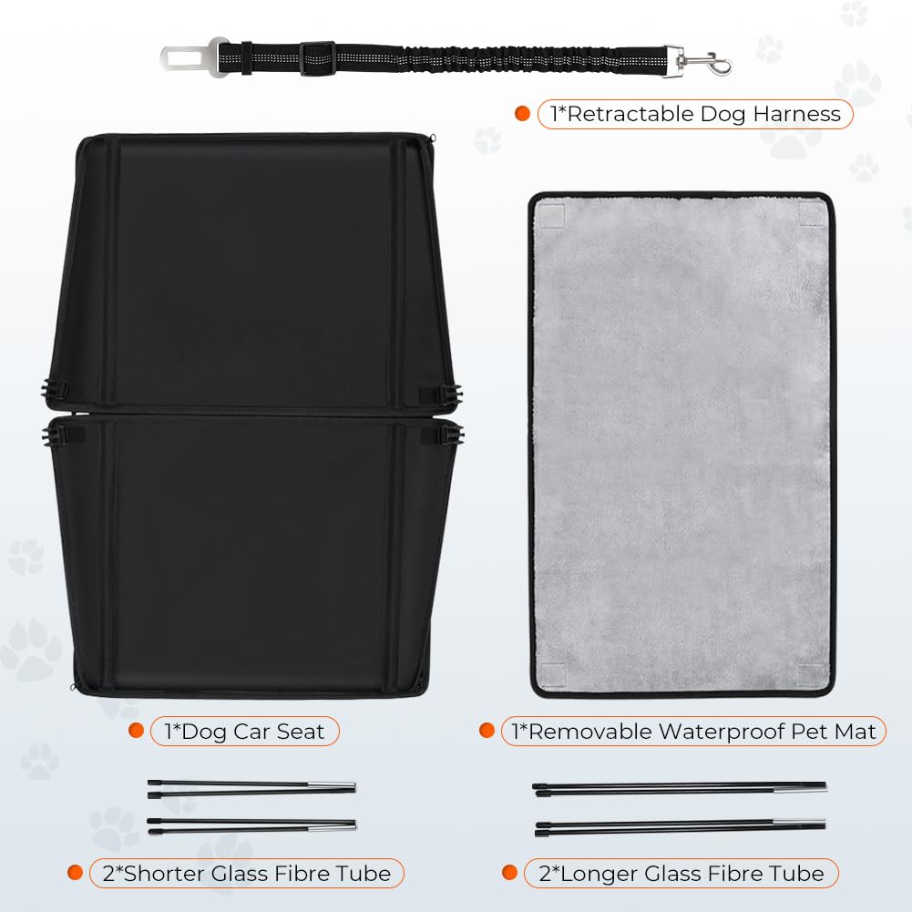 KYG Extra Stable Dog Car Seat Waterproof Dog Car Seat for Dogs Non-Slip Pet Car Seat Scratch Proof Car Seat for Dogs Large-with 4 Fastening Straps Dog Car Seat for Back Seat-up to 26 KG