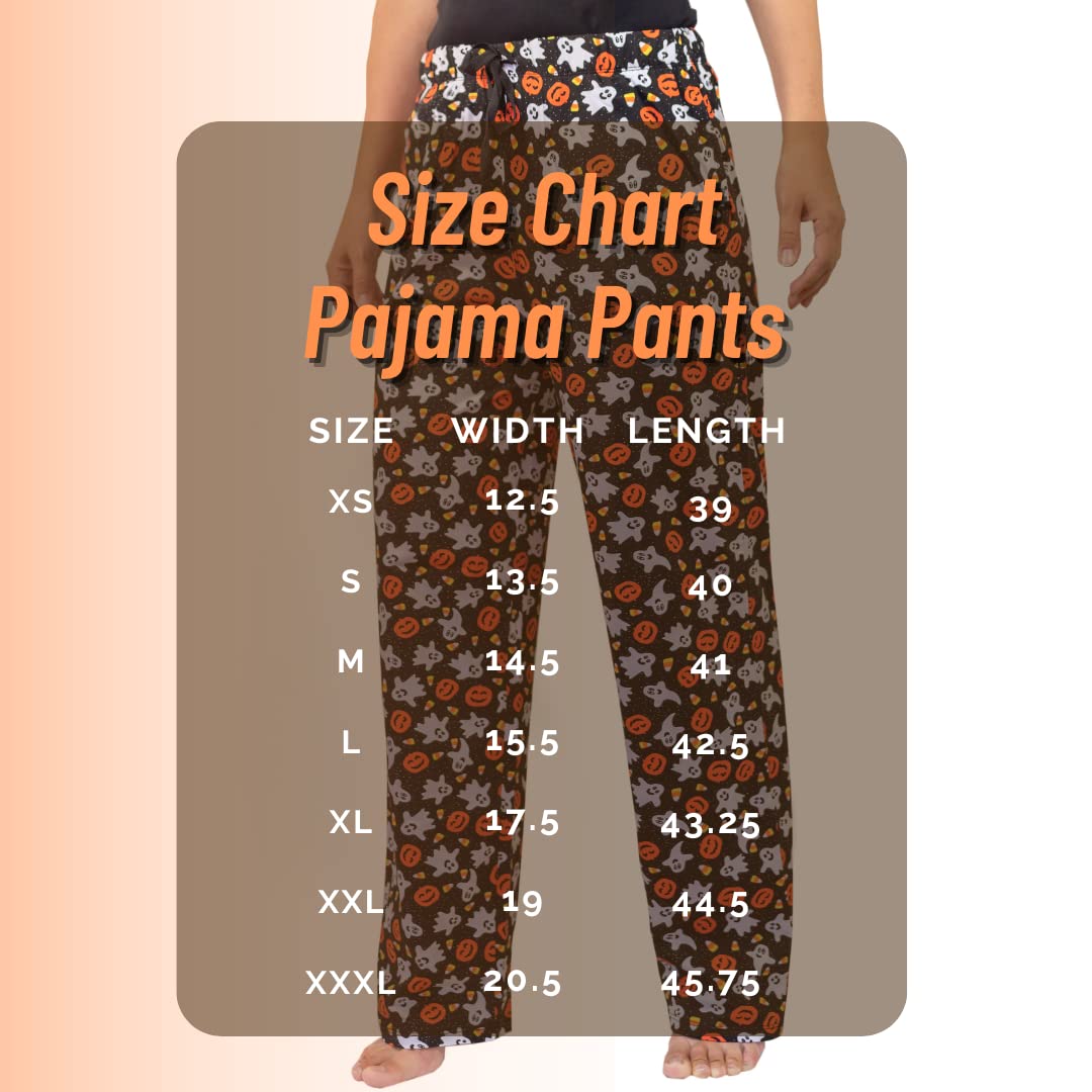 Unique Baby Adult Halloween Colored Ghosts Pajama Pants (Lar, Black)