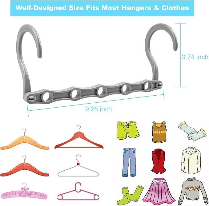 DUCOO 10 PCS Space Saving Hangers, 5-Hole Magic Hangers