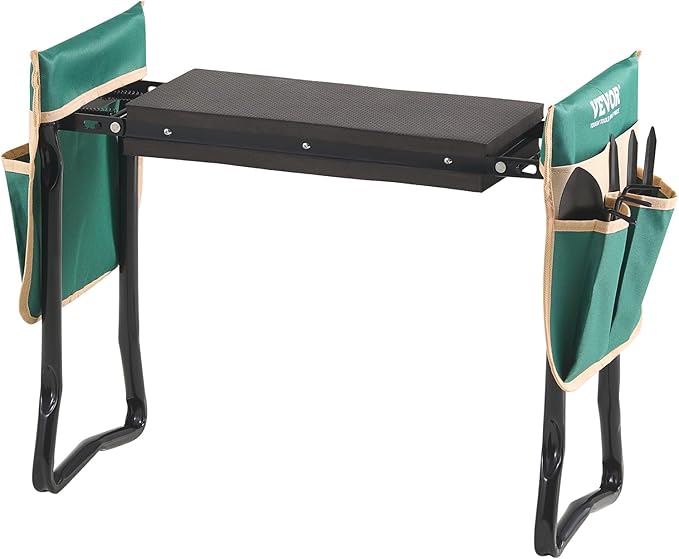 VEVOR Garden Kneeler and Seat, 330 lbs Load Capacity, 8" EVA Wide Pad, Foldable Garden Stool, Kneeling Bench for Gardening with Tool Bag, Gifts for Women, Grandparents, Seniors, Mom and Dad
