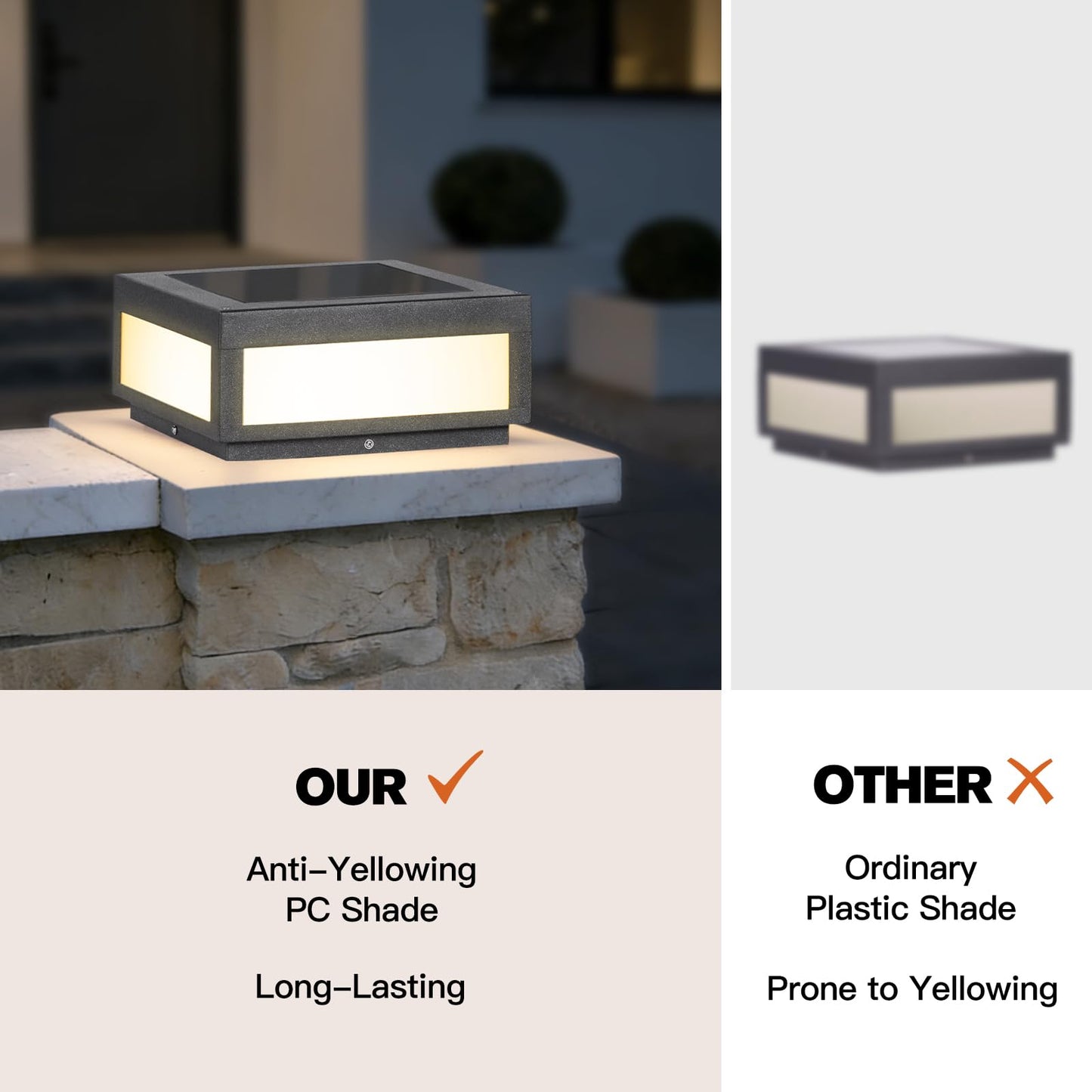 Smplhavn 11.81" Solar Post Lights, IP54 Waterproof Solar Pillar Lights Outdoor, 3000K LED Outdoor Lamp Post Light, Dusk to Dawn Column Lighting for Posts Fence Outside Entrance Yard Driveway