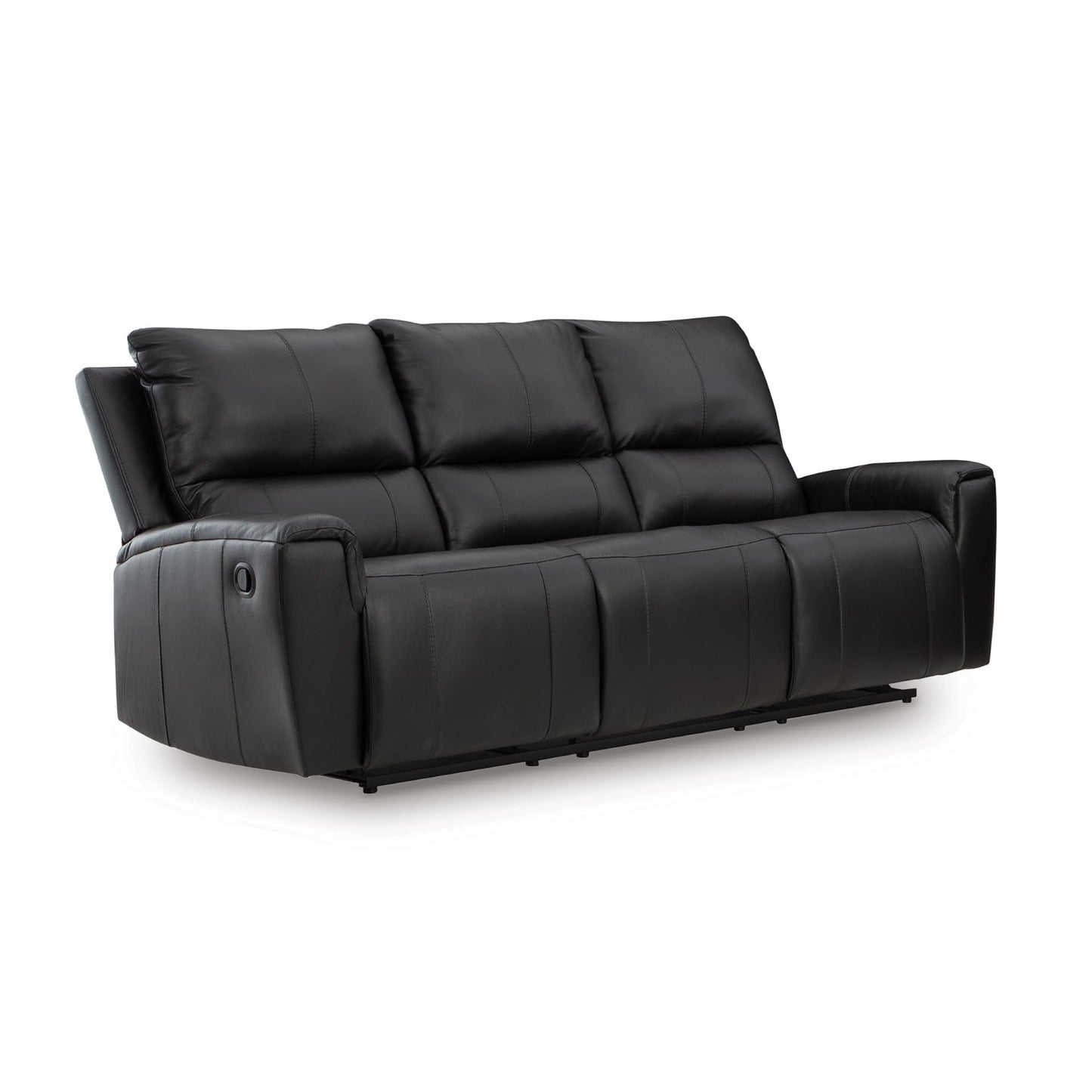 Signature Design by Ashley Glassmere Contemporary Dual-Sided Leather Match Reclining Sofa with Position Lock, Black