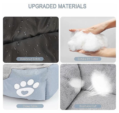 SuperGift.com Soft & Fluffy Pet Bed - Anti-Anxiety Washable Bed for Dogs and Cats - Non-Slip Base - Dog & Cat Bed - Warm and Cosy - Grey (Medium)