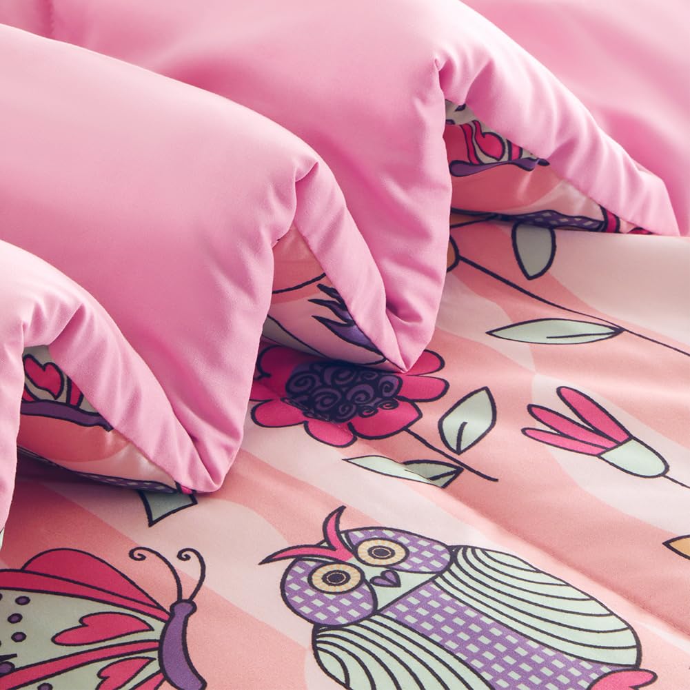 SLEEP ZONE Kids Bedding Comforter Set Twin Size Super Cute Soft Kids Bed in a Bag 5 Pieces with Comforter, Sheet, Pillowcase and Sham, Garden Secret