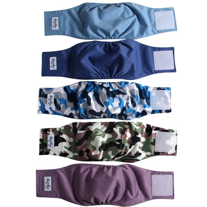 JoyDaog Reusable Dog Belly Bands for Male Dogs Diapers,5 Pack Premium Washable Dog Diapers Male Puppy Nappies Wrap,S