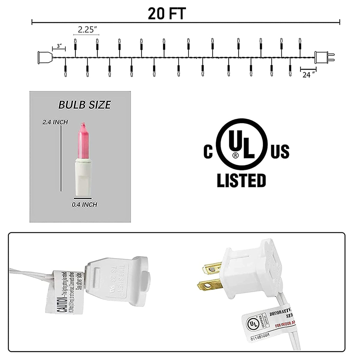 Dazzle Bright 100 Count 20FT Easter Mini String Lights, Incandescent White Wire Fairy Lights with UL Certified Easter Decorations for Indoor Outdoor Yard Party Patio Home Decor