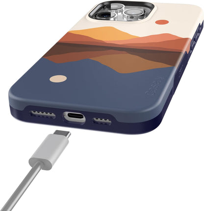 Casely iPhone 15 Pro Max Case | Opposites Attract | Day & Night Colorblock Mountain | Compatible with MagSafe | Bold Protective Design and Action Button