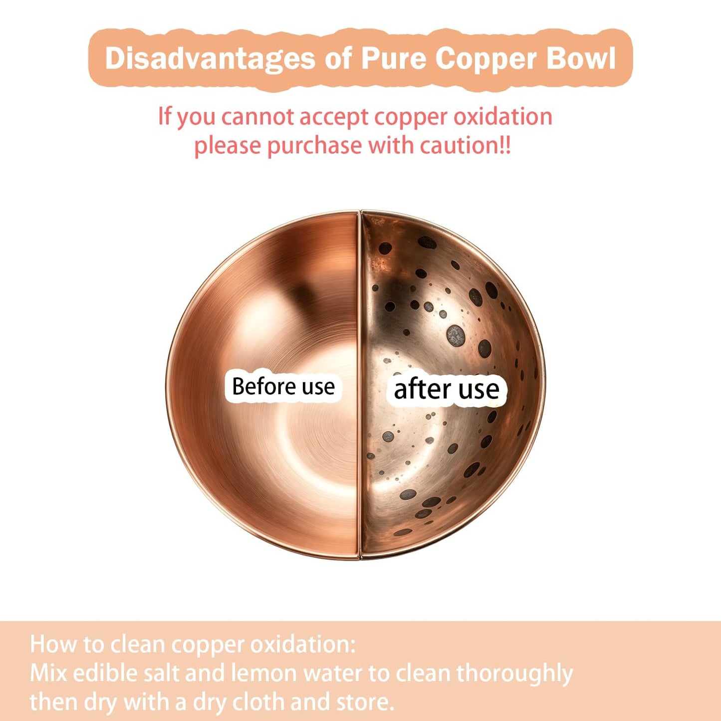Purecopper-Medium 5.11'' Round Solid Copper Bowl - Handmade Decorative and Serving Bowls, Bowls for Food, Decoration, Condiments, Salt and Spices (4)