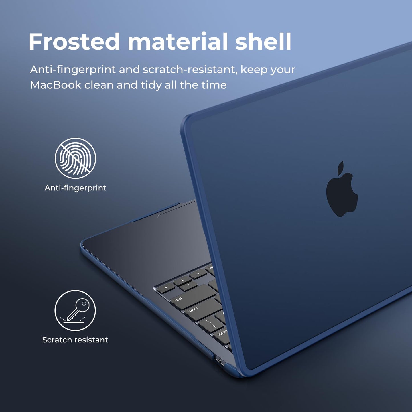 BlueSwan TPU Frame Case Compatible for MacBook Air 13 inch M4 M3 M2 2025 2024 2022 (A3240 A3113 A2681) Anti-rupture Anti-fingerprint Matte Hard Shell Cover Mac 13,6" - (Blue Edge) Frosted Midnight