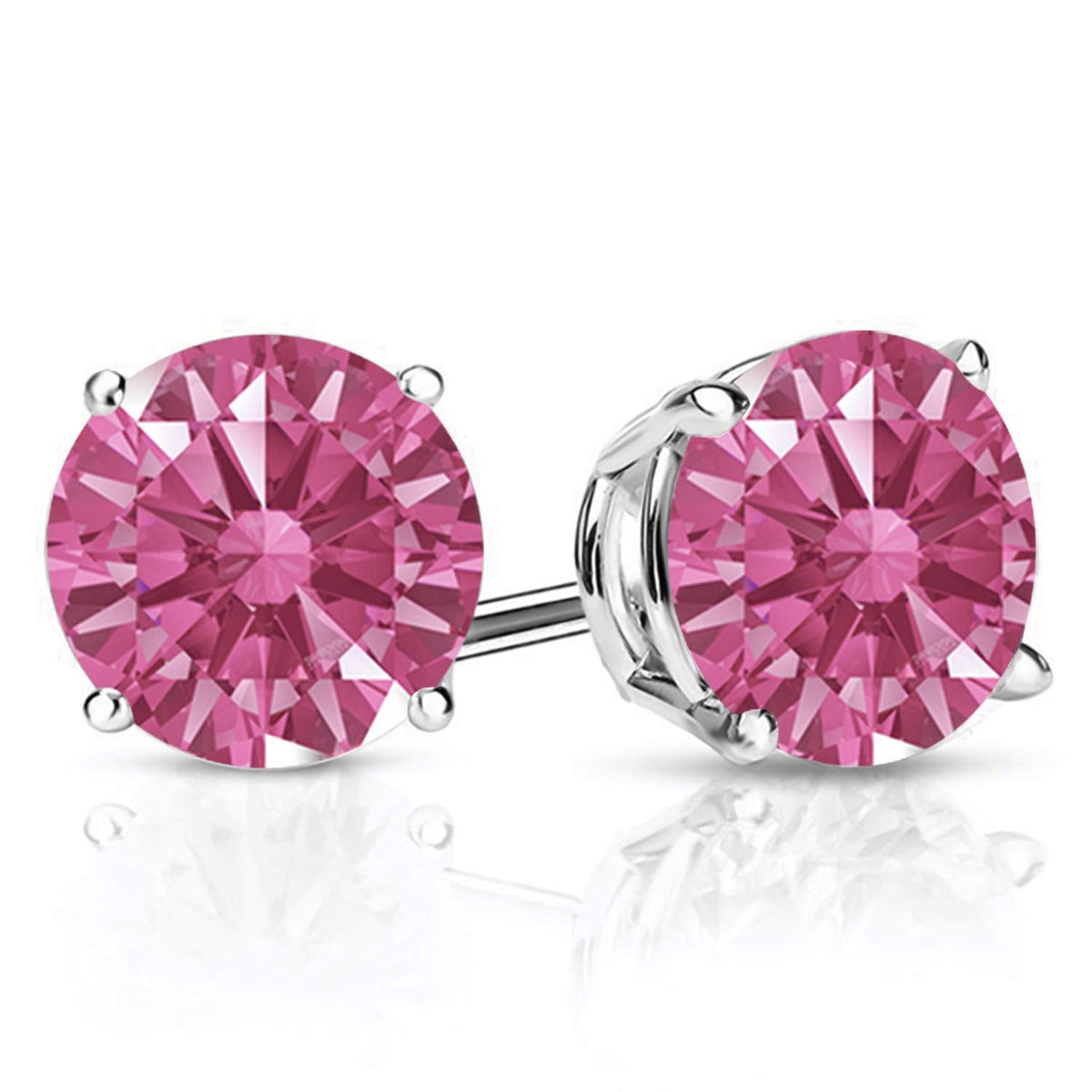 Gem Stone King 2-4 Cttw Round Gemstone Birthstone Stud Earrings For Women Men | 925 Sterling Silver | Round 7MM | Fine Jewelry Gifts for Women Her Mom Wife Men | Red Zirconia