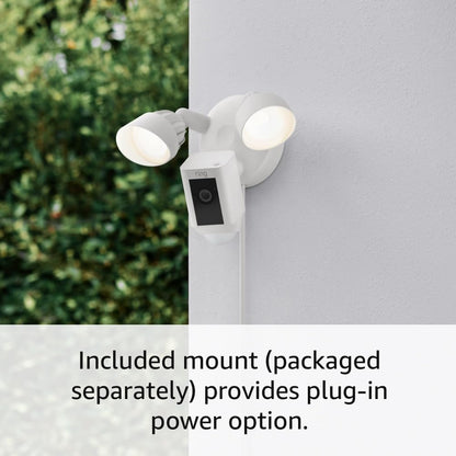 Ring Floodlight Cam Wired Plus — Outdoor home or business security with motion-activated 1080p HD video and floodlights, (2021 release) White